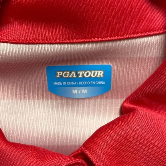 PGA Tour Pink Stripe Polo Shirt Size Medium NWOT - Picture 3 of 5